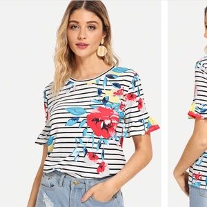 Striped floral blouse